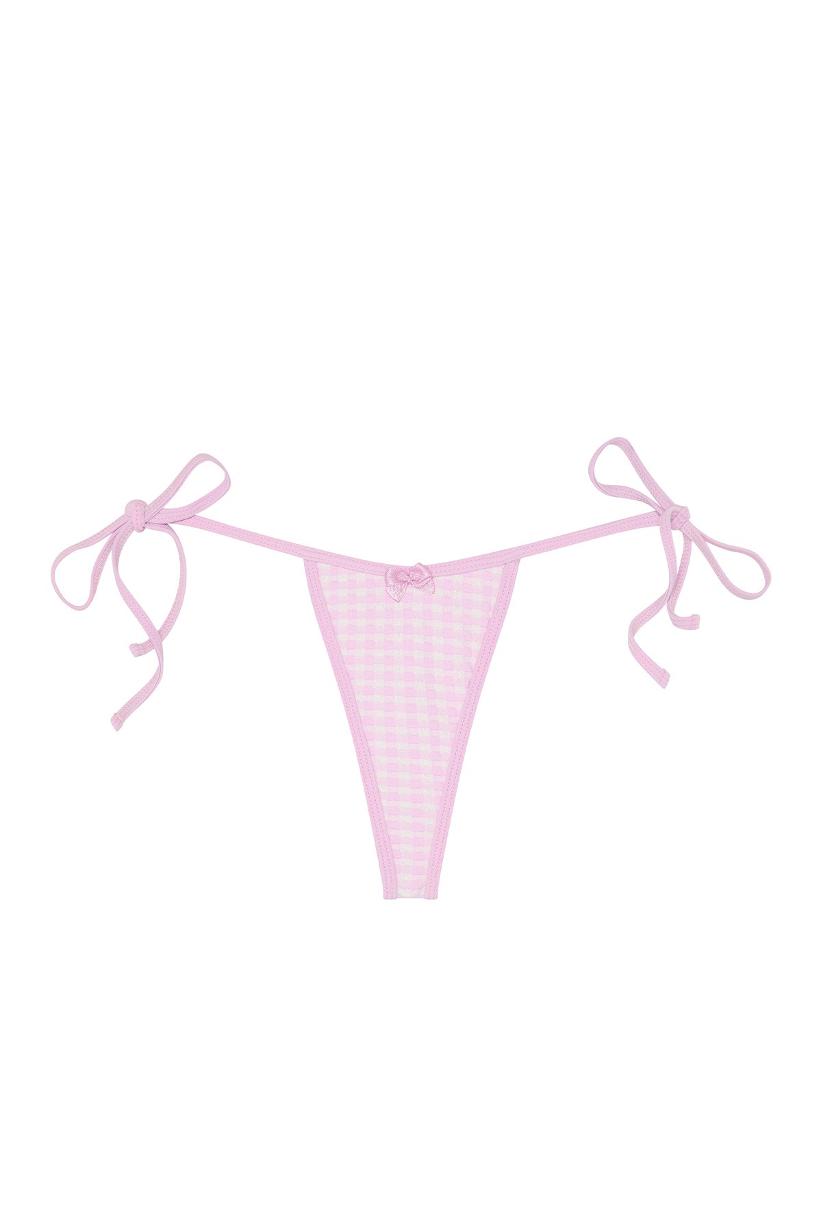 Pink gingham bikini bottom with tie sides 