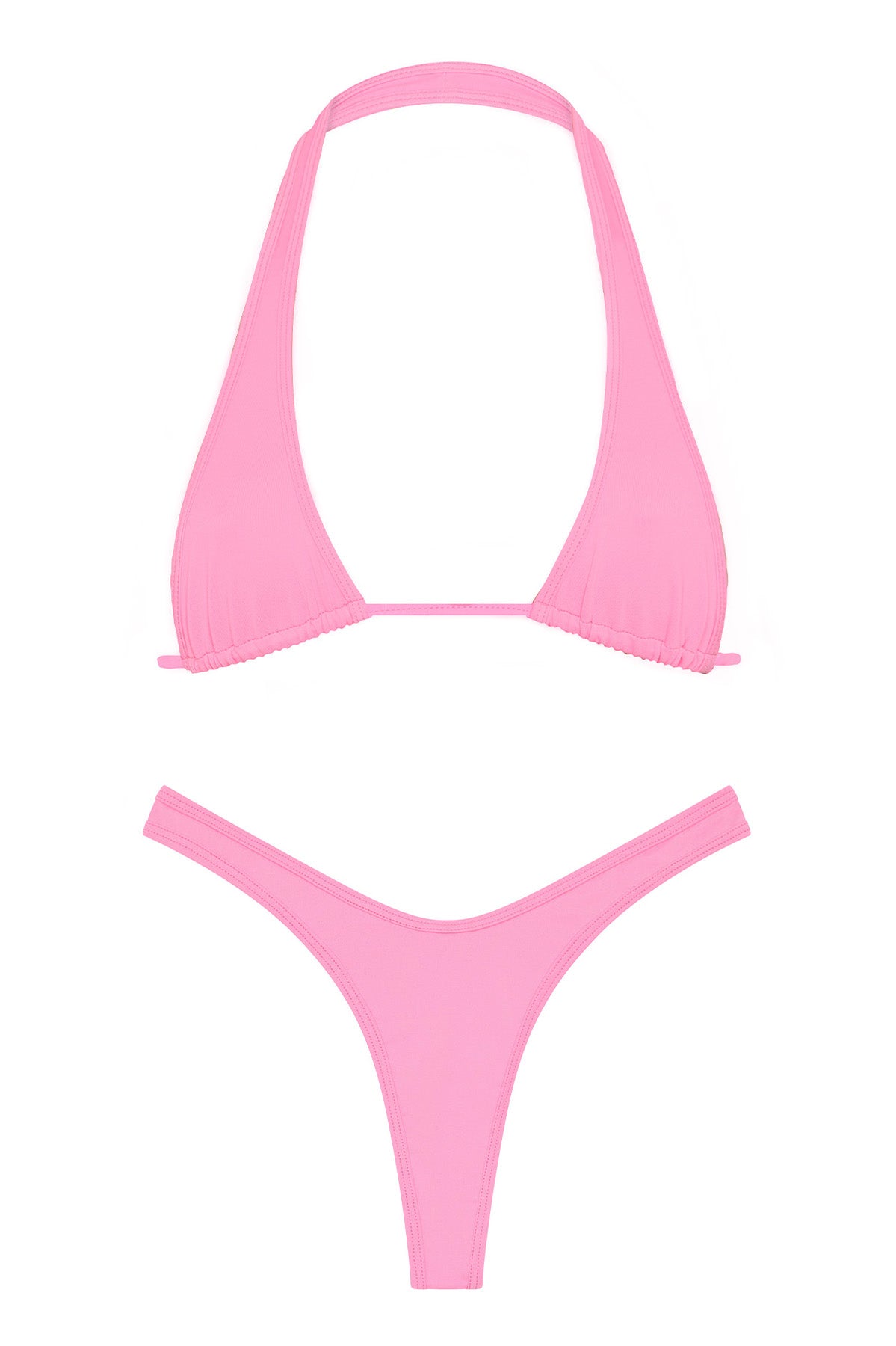 Pink bikini set on a white background