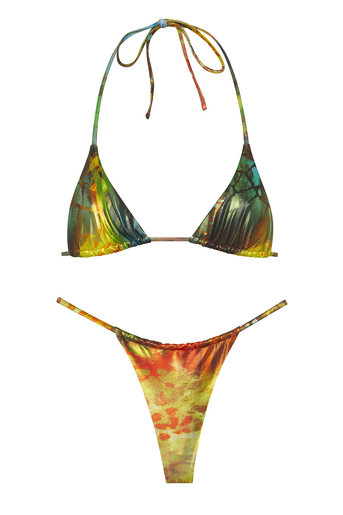 Tie-dye bikini set on a white background