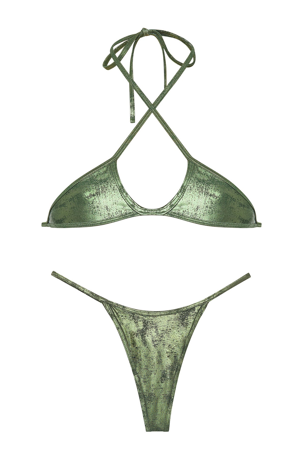 Green bikini set on a white background