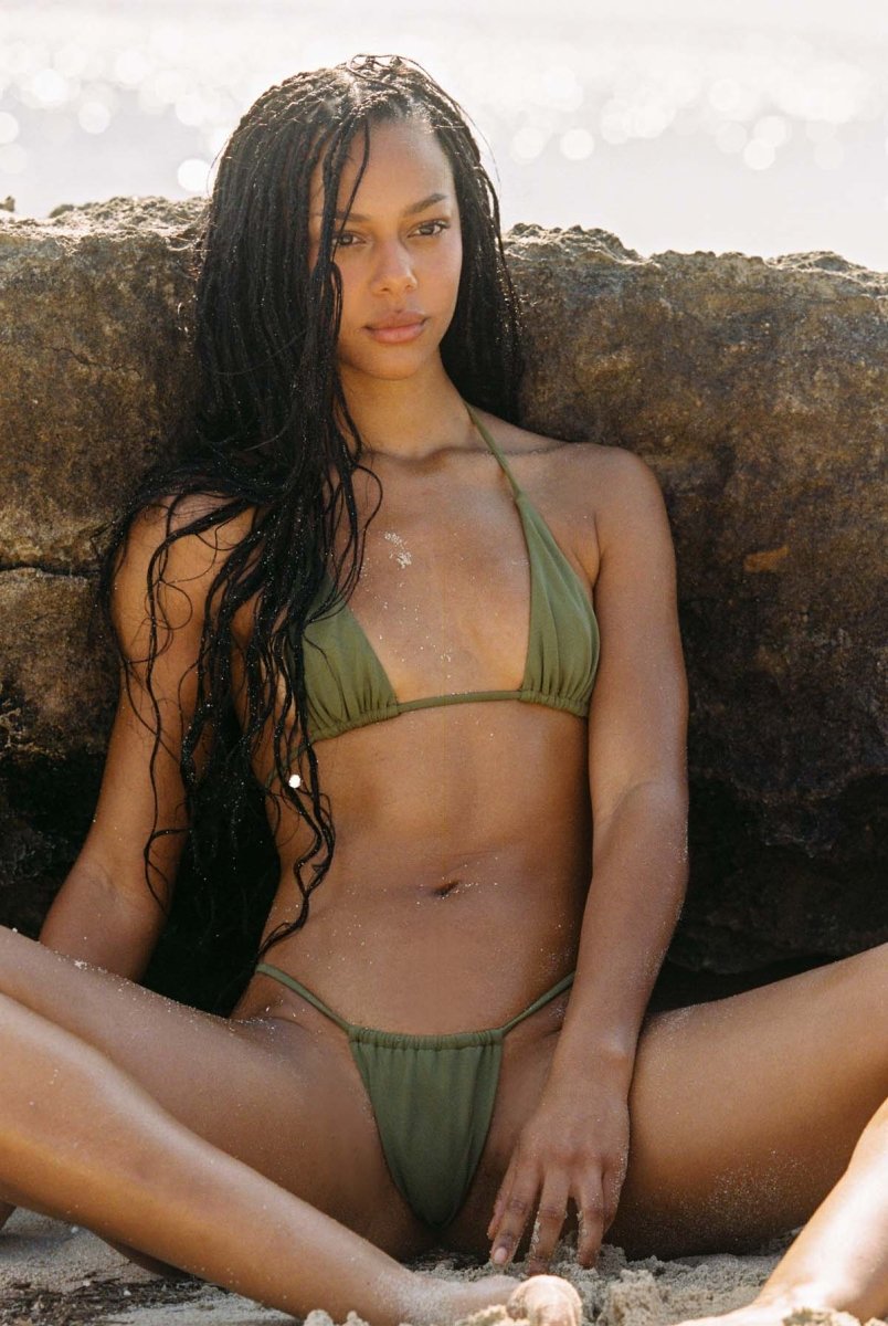 Olive Sora Thong - GOI Swimwear