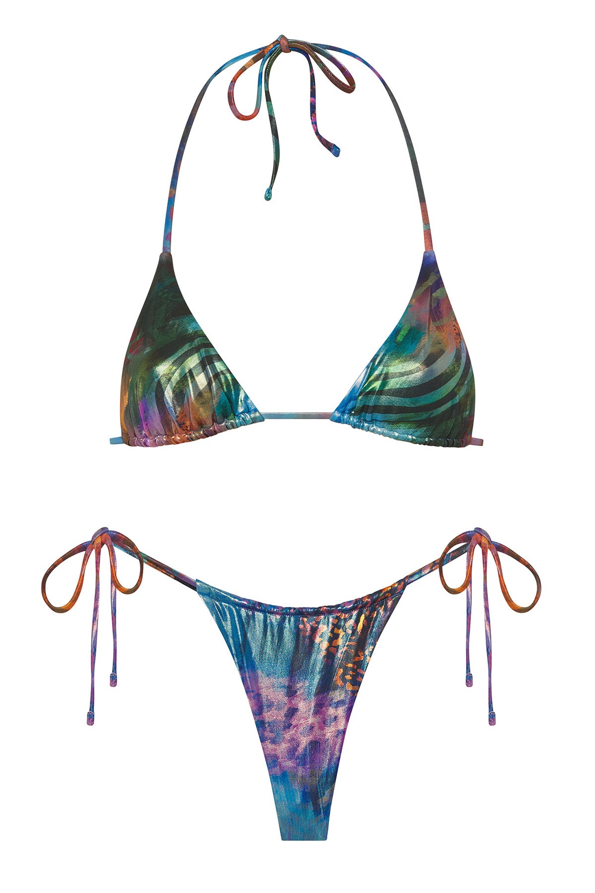 Multicolored bikini set on a white background
